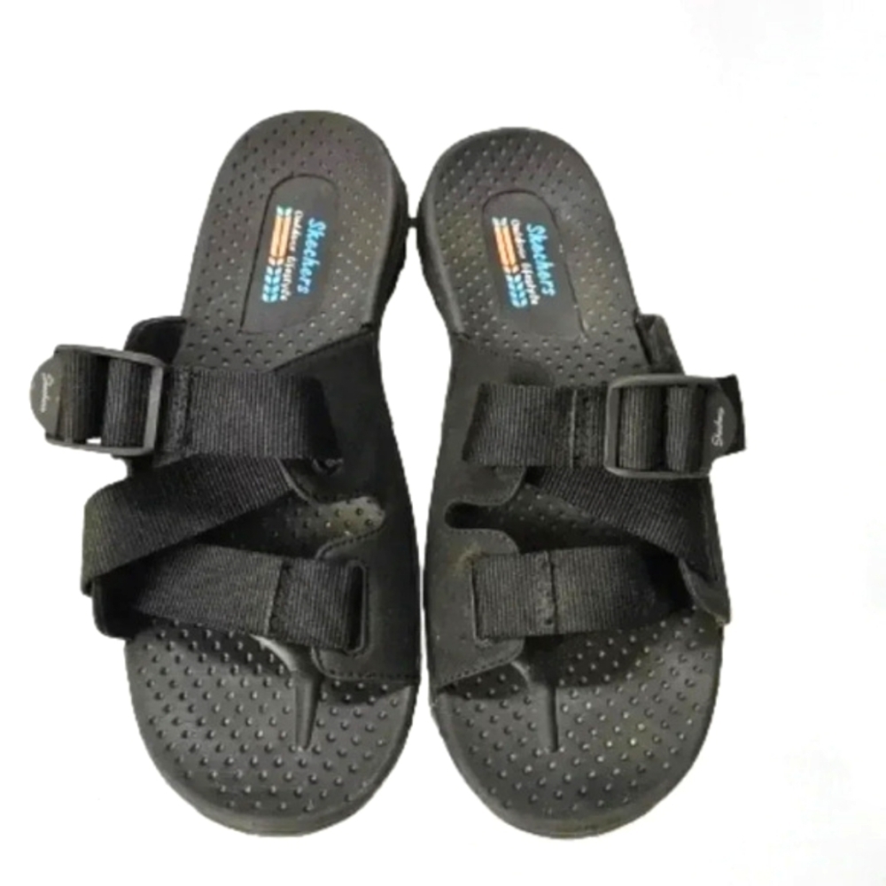 Skechers Reggae Better Alone Sandals Black Strappy Comfort Sandals Women’s 8